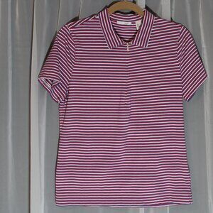 Liz Golf White Pink Blue Polo Ladies Golf Soft Large NEW